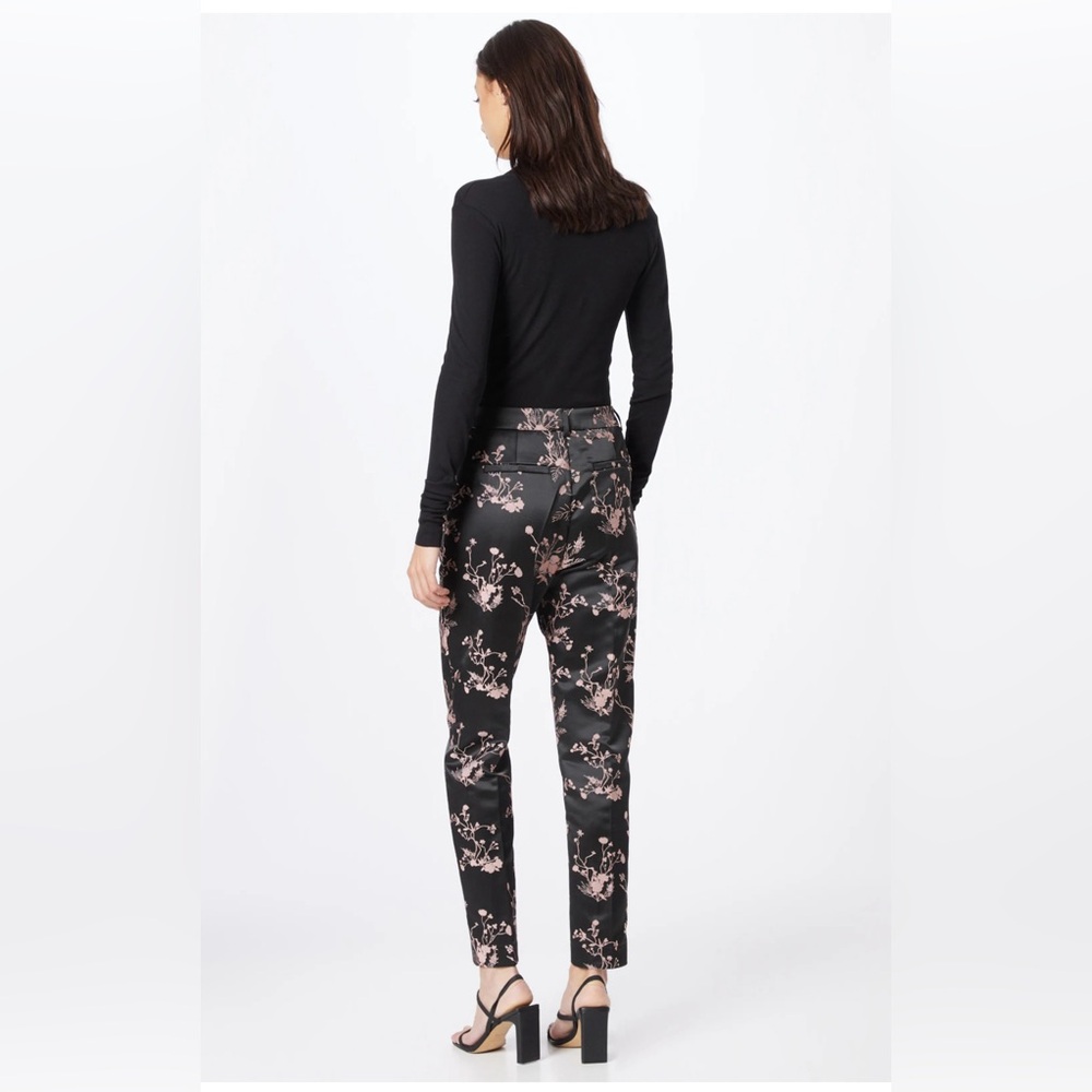 Scotch & Soda Women’s High-rise Tapered Jacquard Trousers Black & Pink Sz 25 NWT
